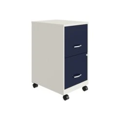 Space Solutions SOHO Smart File 2-Drawer Mobile File Cabinet, Letter Size, Lockable, 26.7"H X 18"D, Pearl White/Navy (25335)