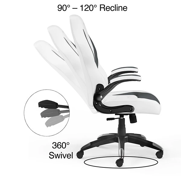 Staples Emerge Vortex Bonded Leather Gaming Chair, White And Gray (52503) - Image 2