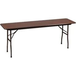 Correll® 18"D X 72"L Folding Table; Walnut Melamine Laminate Top