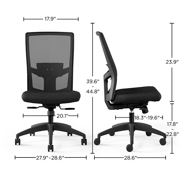 Union & Scale™ Workplace2.0™ 500 Series Armless Fabric Task Chair, Black, (52257) - Image 6