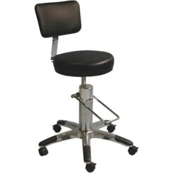 Brandt Hydraulic Surgeon Stool With Backrest, Black (15512)