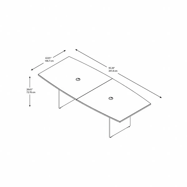 Bush Business Furniture 96W X 42D Boat Shaped Conference Table With Wood Base, Storm Gray (99TB9642SGK) - Image 4