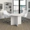 Bush Business Furniture 42W Round Conference Table With Wood Base, White (99TB42RWH)