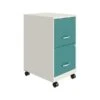 Space Solutions SOHO Smart File 2-Drawer File Cabinet, Letter Size, Lockable, 18"D, Pearl White/Teal (25333)