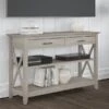 Bush Furniture Key West 47"W X 16"D Console Table With Drawers And Shelves, Washed Gray (KWT248WG-03)