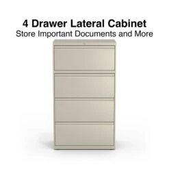 Quill Brand® Commercial 4-Drawer Lateral File Cabinet, Assembled, Letter/Legal, Putty/Beige, 30"W (28884D)