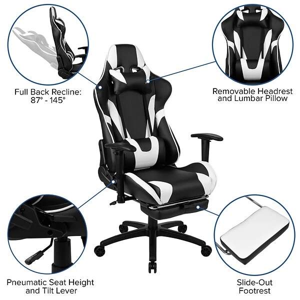 Flash Furniture X30 Ergonomic LeatherSoft Swivel Gaming Chair, Black (CH187230BK) - Image 4
