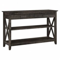 Bush Furniture Key West 47" X 16" Console Table With Drawers And Shelves, Dark Gray Hickory (KWT248GH-03)
