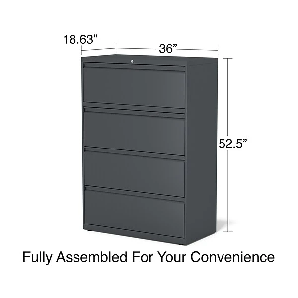 Quill Brand® 4-Drawer Lateral File Cabinet, Locking, Letter/Legal, Charcoal, 36"W (26825D) - Image 6