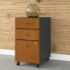 Bush Business Furniture Cubix 3 Drawer Mobile File Cabinet, Natural Cherry/Slate (WC57453PSU)