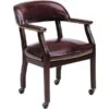 Boss® Captain's Guest Armchair; With Casters, Burgundy