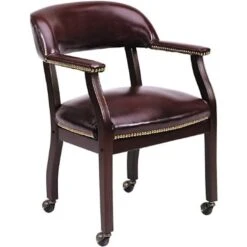 Boss® Captain's Guest Armchair; With Casters, Burgundy