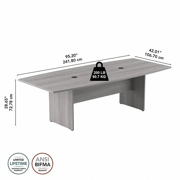 Bush Business Furniture 96W X 42D Boat Shaped Conference Table With Wood Base, Platinum Gray (99TB9642PGK) - Image 5