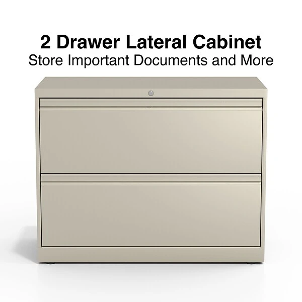 Quill BrandĀ® Commercial 2 File Drawers Lateral File Cabinet, Locking, Putty/Beige, Letter/Legal, 36"W (20052D)