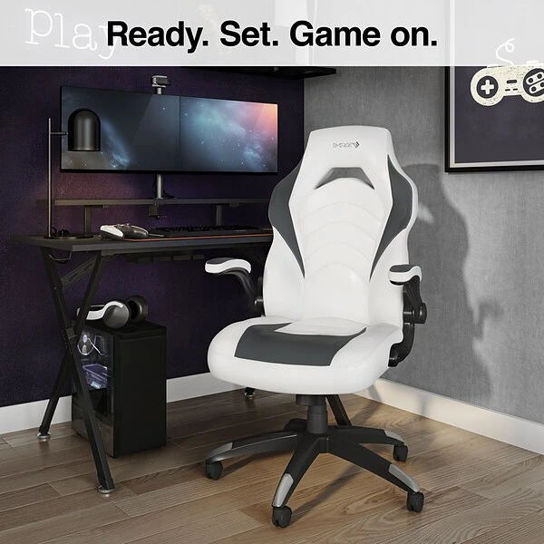 Staples Emerge Vortex Bonded Leather Gaming Chair, White And Gray (52503) - Image 5
