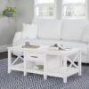 Bush Furniture Key West 47" X 24" Coffee Table With Storage, Pure White Oak (KWT148WT-03)