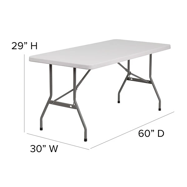 Flash Furniture 29"H X 60"L X 30"D Blow Molded Granite Plastic Folding Table, White - Image 3