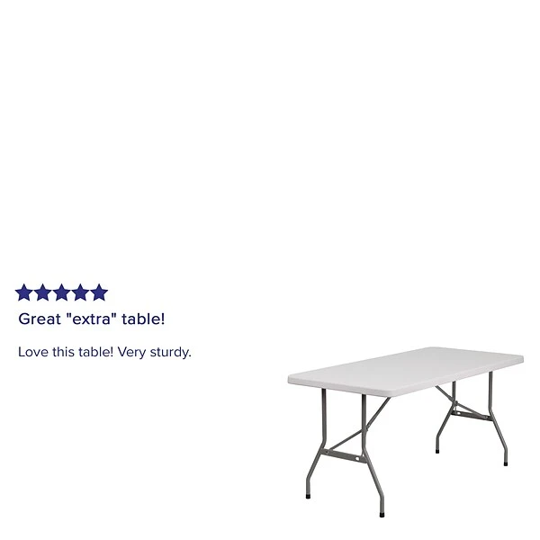 Flash Furniture 29"H X 60"L X 30"D Blow Molded Granite Plastic Folding Table, White - Image 2