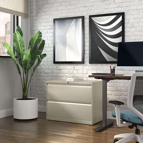 Quill BrandĀ® Commercial 2 File Drawers Lateral File Cabinet, Locking, Putty/Beige, Letter/Legal, 36"W (20052D) - Image 7