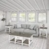 Bush Furniture Key West 47" X 24" Coffee Table With 2 End Tables, Shiplap Gray/Pure White (KWS023G2W)