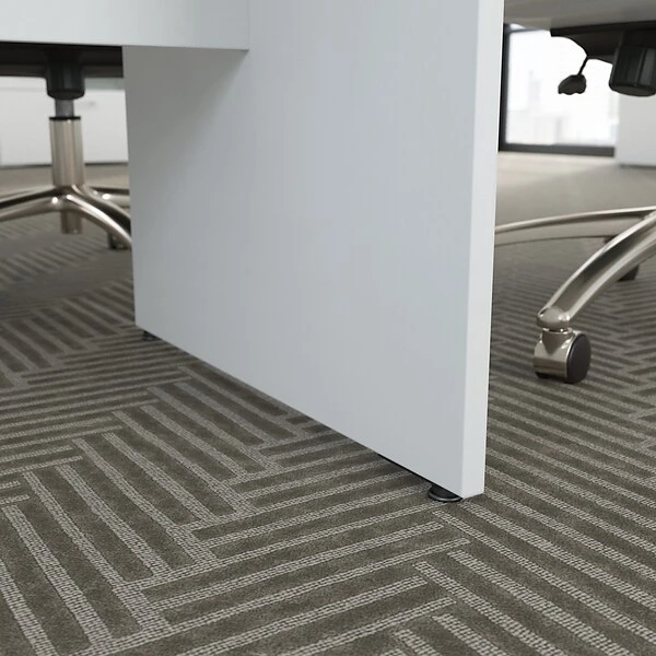 Bush Business Furniture 120W X 48D Boat Shaped Conference Table With Wood Base, White (99TB12048WHK) - Image 4