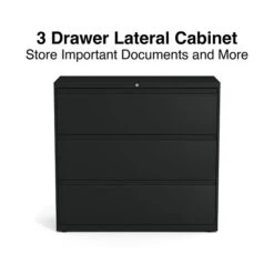 Quill Brand® HL8000 Commercial 3-Drawer Lateral File Cabinet, Locking, Letter/Legal, Black, 42"W (23202D)