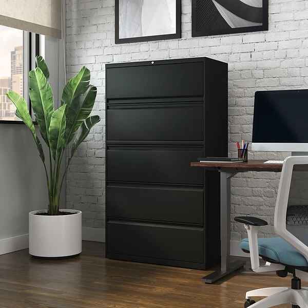 Quill BrandĀ® HL8000 Commercial 5-Drawer Lateral File Cabinet, Locking, Letter/Legal, Black, 36"W (21754D) - Image 7