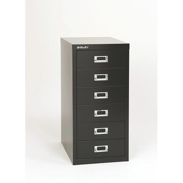 Bisley® 6-Drawer Steel Vertical File Cabinet, Black, Letter/A4 (MD6-BK)