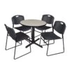 Regency 30-inch Round Table With 4 Chairs, Black (TB30RNDPL44BK)
