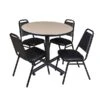 Regency Seating Kobe 42" Round Breakroom Table- Beige & 4 Restaurant Stack Chairs- Black