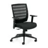 Global Offices To Go™ Mid-Back Mesh Fabric Management Chair, Black, Adjustable Arms (OTG11921B)