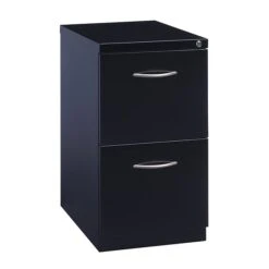2-Drawer Mobile File Cabinet And Arch Style Handles, Black, 23" Deep (21117)
