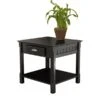 Winsome Timber 21.97" X 22.05" X 21.97" Solid Hard Wood End Table With One Drawer And Shelf, Black