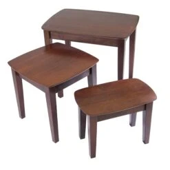 Winsome 21.9" X 26.8" X 18.7" Beech Wood Nesting Table, Brown, 3 Pieces (94327)