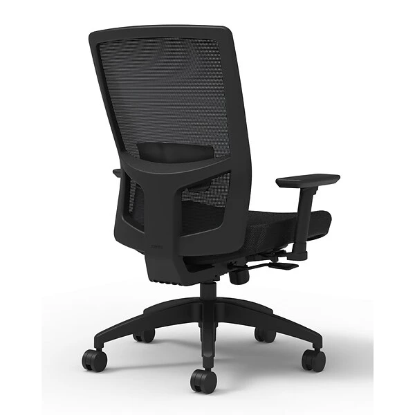 Union & Scale Workplace2.0™ Fabric Task Chair, Black, Adjustable Lumbar, 2D Arms, Synchro Seat Slide