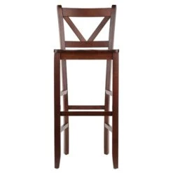 Winsome V-Back 29" Bar Stools, Walnut, Set Of 2 (94259)