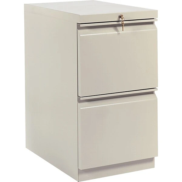 HON Brigade Mobile Pedestal, 2 File Drawers, Radius Pull, 15"W, Putty Finish,