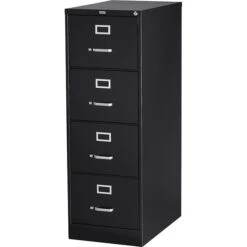 Quill Brand® Commercial 4 File Drawer Vertical File Cabinet, Locking, Black, Legal, 26.5"D (13450D)