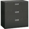 HON Brigade 600 Series Lateral File Cabinet, A4/Legal/Letter, 3-Drawer, Charcoal, 42"W NEXT2017 NEXT2Day
