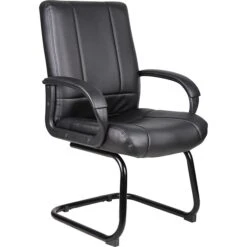 Boss Caressoft Leather Guest Chair, Black (B7909)