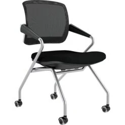 Safco® Valore Training Series Polyester Mid-Back Nesting Chair, Black, 2/Carton (TSM2BB)