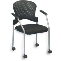 Raynor Eurotech Fabric Seat Breeze 4 Leg Side Chair, With Caster, Grey, 2/Carton