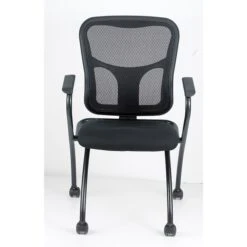 Raynor Eurotech Fabric Seat Flip Nesting Chair, With Arm, Black, 2/Carton