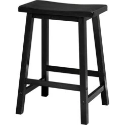 Winsome 24" Wood Saddle Seat Stool, Black