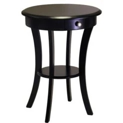 Winsome Sasha 27" X 20" X 20" Wood Round Accent Table, Black