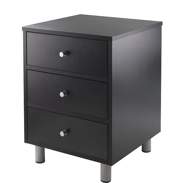 Winsome Daniel 22" X 16.61" X 15 3/4" Composite Wood Accent Table With 3 Drawers, Black