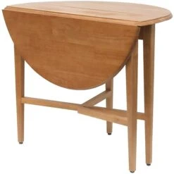 Winsome Hannah 29 1/2" X 42" X 42" Wood Round Double Drop Leaf Gate Leg Table, Light Oak
