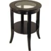 Winsome Genoa 22.56" X 18.47" X 18.47" Composite Wood End Table With Glass Inset, Dark Espresso