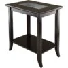 Winsome Genoa 25.04" X 23.94" X 16.3" Composite Wood End Table With Glass Top, Dark Brown