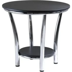 Winsome Maya 22.05" X 23.82" X 23.82" Medium Density Fiber Round End Table, Black